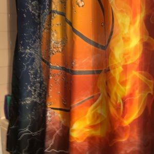 Basketball fire shower curtain